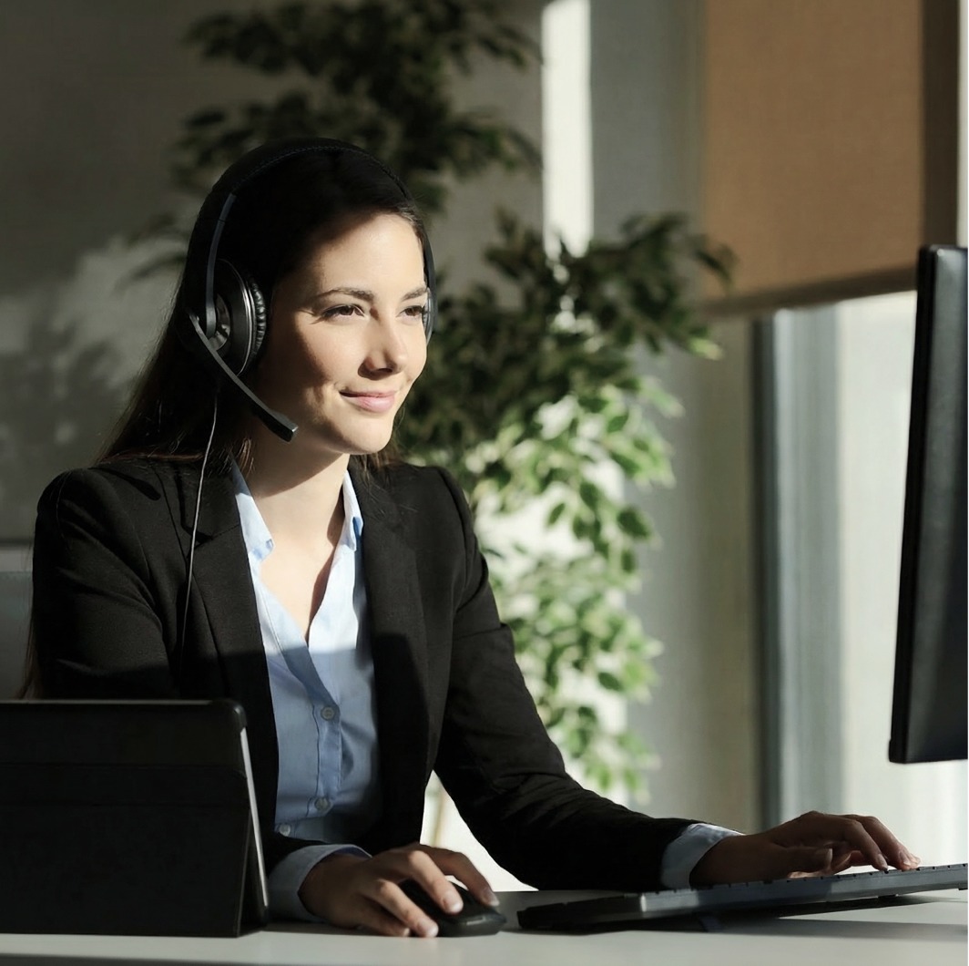 Support specialist on a headset